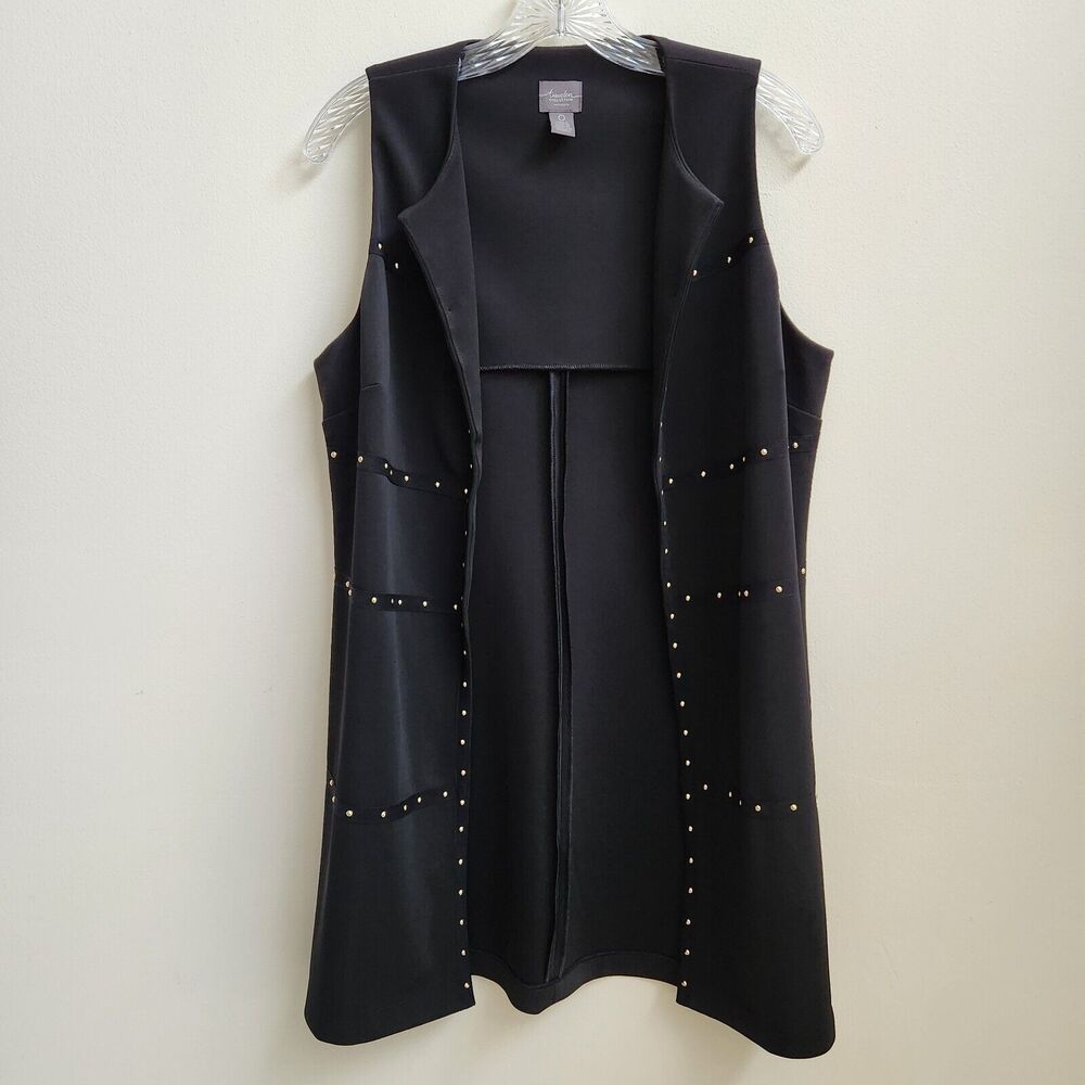 Chico's Travelers Cardigan Vest Longline Topper Women's 0 Black Studded Western